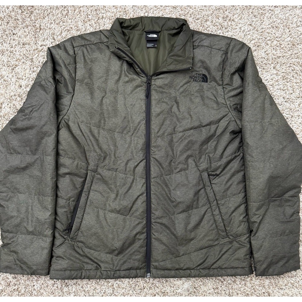 The North Face Puffer Jacket Mens M Green Full Zip Junction Insulated Coat NICE